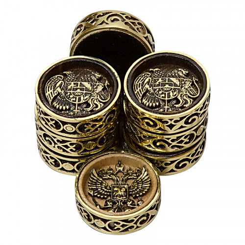 Набор фишек для нард "2 Герба" с бронзой